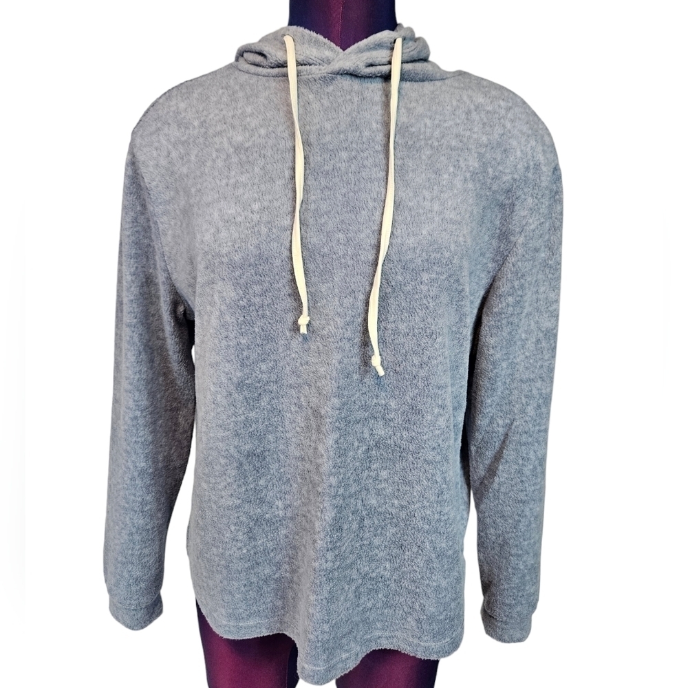 Born Light Heather Blue Fleece Hoodie Sweatshirt Size Medium Women's J32